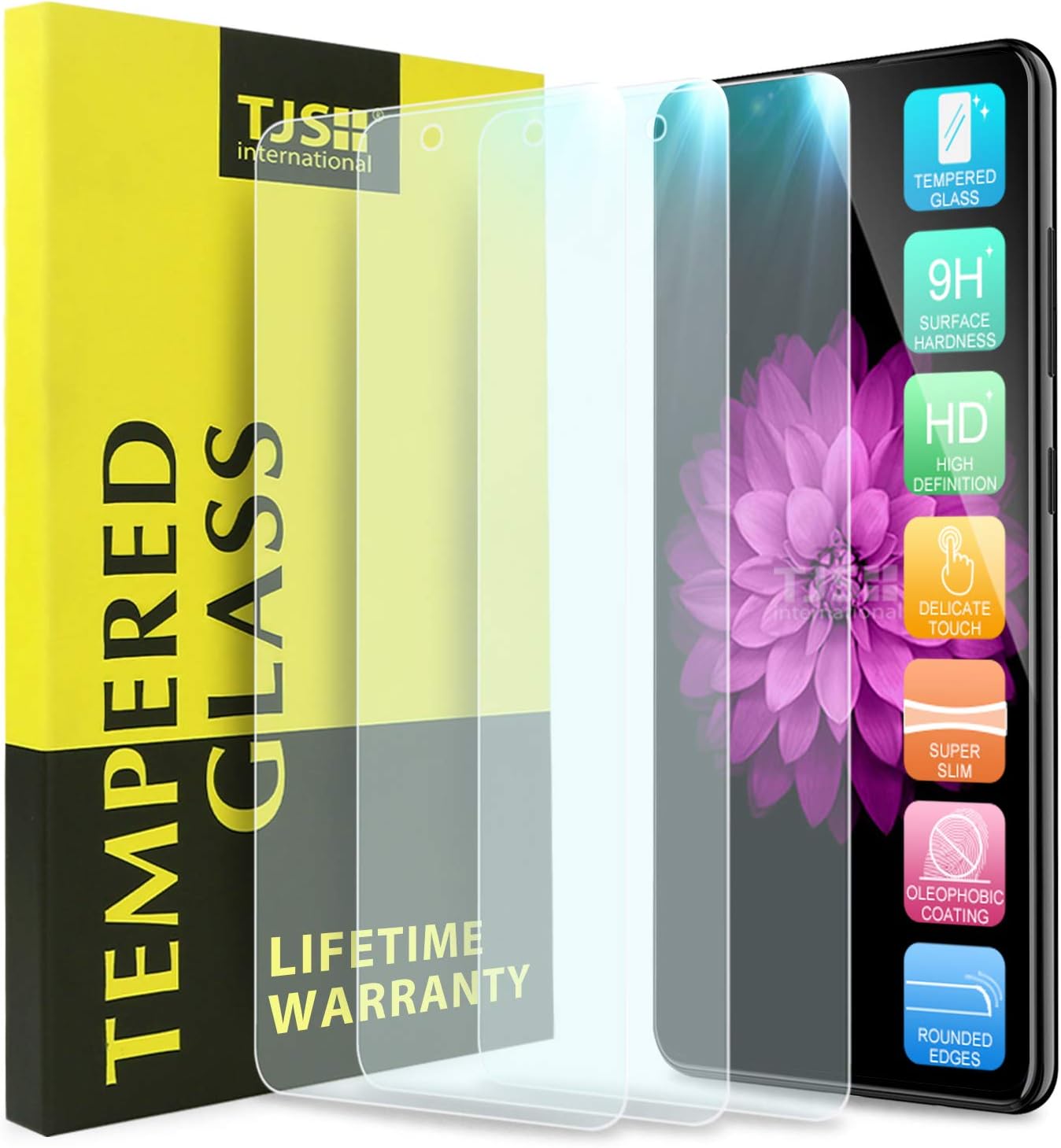 TJS [3-Pack] Screen Protector Compatible with LG K51LG Q51LG Reflect [Screen Coverage][Tempered Glass] Case Friendly Screen Protector Anti-Fingerprint, Bubble Free Clear