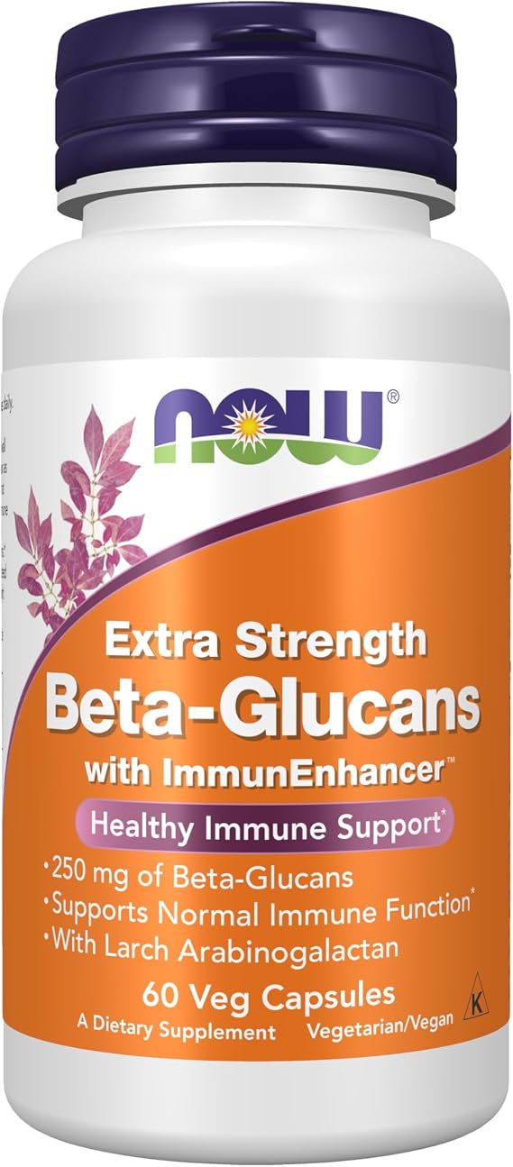 NOW Supplements, Beta-Glucans with ImmunEnhancerTM, 60 Veg Caps
