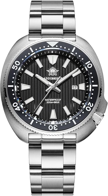 ADDIESDIVE Thin 12 MM Dive Watches for Men Sapphire Crystal Waterproof 200 M Date Display Ceramic Bezel Quartz Analog Diver Watch
