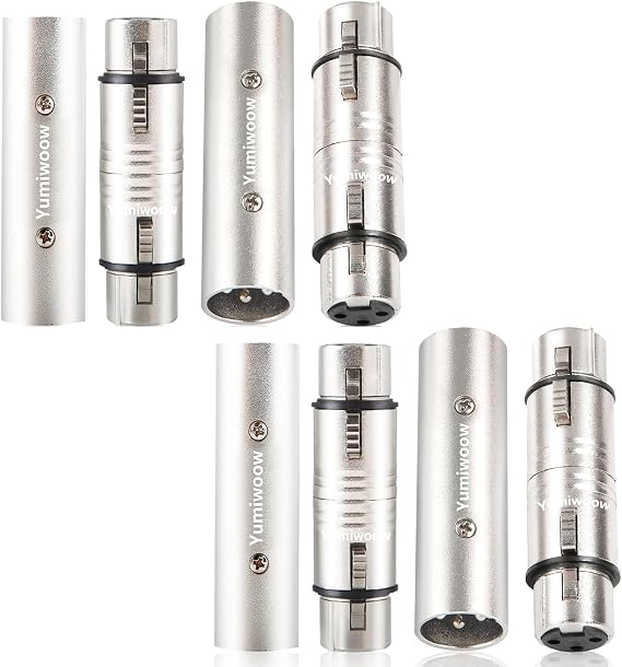 XLR Adapter 4-Pack, 4 Male to Male & 4 Female to Female XLR Connectors, Gender Changer Compatible with Mixer, Microphone, Amplifier
