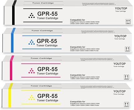 High Yield GPR-55 GPR55 Toner Cartridge 0481C003 0482C003 0483C003 0484C003 Replacement for Canon ImageRunner Advance C5535 C5535i C5540 C5540i C5550 C5550i C5560 C5560i Printer