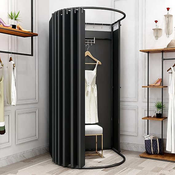 Portable Changing Room Divider,Clothing Store Fitting Room, Movable Changing Room,Temporary Locker Room with Shading Curtain and Hook Up, Privacy Screen Partition-Don't Look at Me (Color : A
