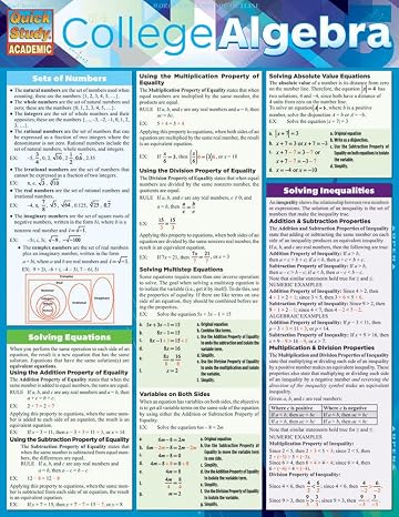 College Algebra: QuickStudy Laminated Reference Guide (Quick Study Academic)