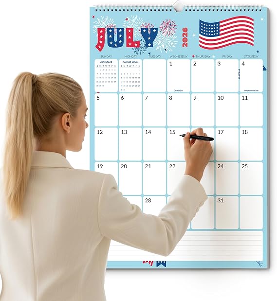 SUNEE 2026-2027 Wall Calendar Large 22.75"x15.5", 21 Month July Calendar (Ends March 2028), Vertical Extra Large, Cute
