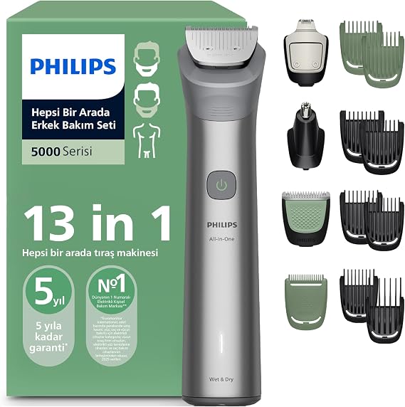Philips 5000Serisi 13in1, Erkek Bakım Seti,Yüz/Saç/Vücut/Sakal Tıraş Makinesi, Islak&Kuru, MG5942/15