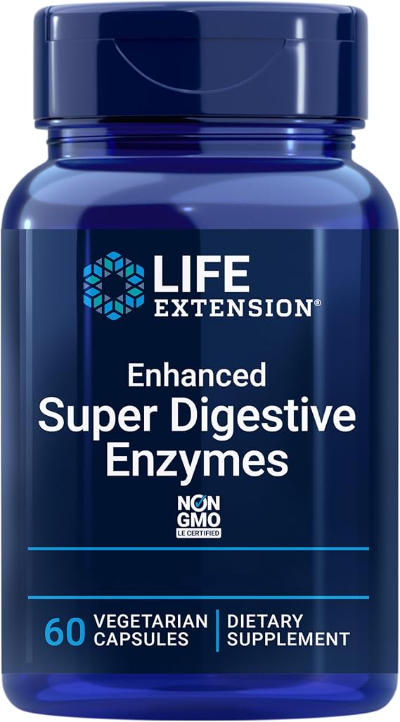Life Extension, Enhanced Super Digestive Enzymes, High Dose, 60 Vegetarian Capsules, Non GMO