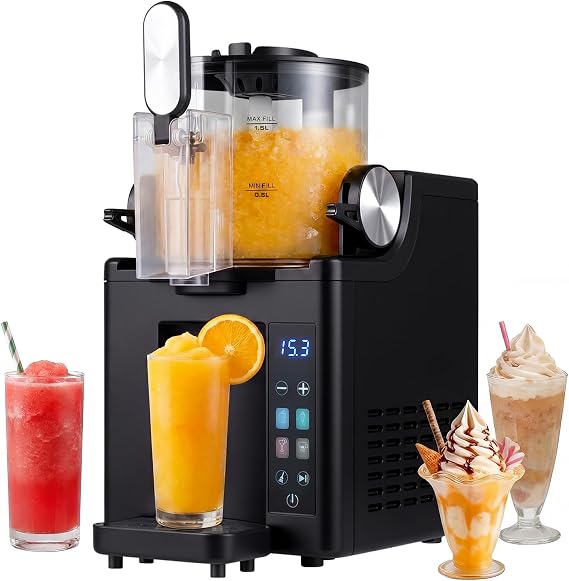 COSTWAY Slushie Machine for Home, 68 oz Frozen Drink & Slushy Machine, 4 Presets, LED Display, Auto Cleaning, Soft Serve Ice Cream Maker for Frozen Margaritas Milkshake Cocktail, No Ice Needed, Black
