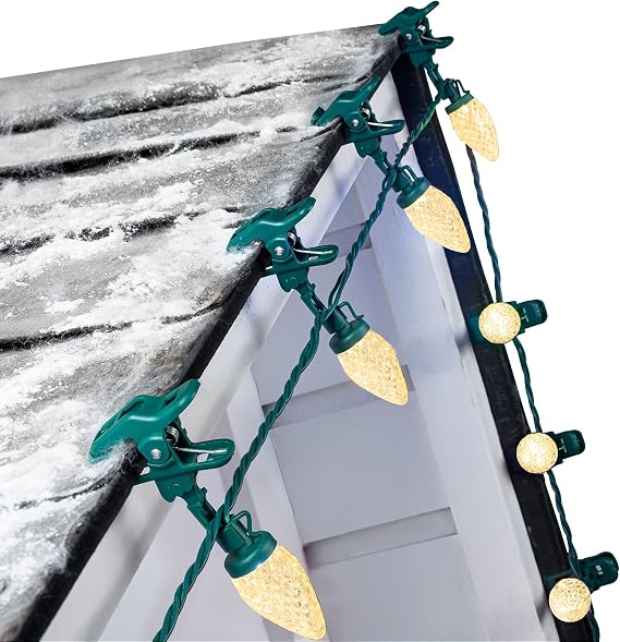 Christmas Lights Outdoor, 68FT 100 LED C9 String Lights with Spring Clips