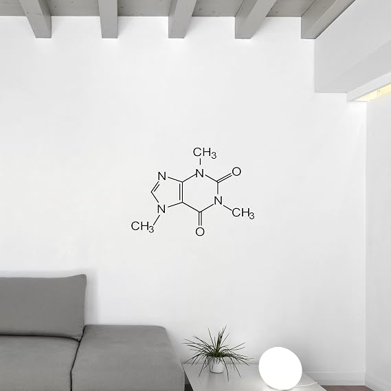 Caffeine Molecule Molecular Model - 36" Black Vinyl Wall Decal