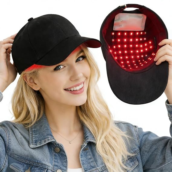 Red Light Therapy for Hair Growth, Built-in Battery & Portable Design, Laser Hair Growth Cap, Red Light Cap for Thicker Hair in Men & Women