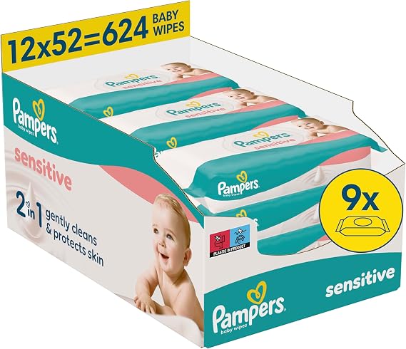 Pampers Sensitive Baby Wipes, 9 x 80 (720 Pieces)