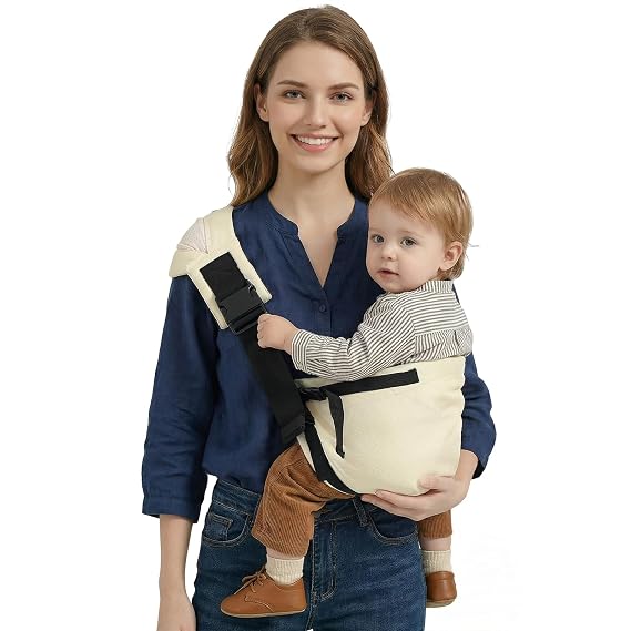 Baby Sling Carrier Newborn to Toddler, Adjustable Toddler Carrier Sling Baby Carrier Toddlers Sling Carriers Hip Carriers for 8-40lbs, Beige