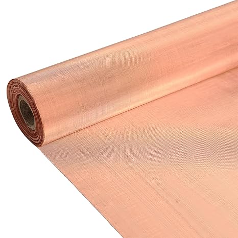 Crystalberry 118'' x 39'' Copper Mesh Screen, 180 Mesh Conductive Metal Mesh, 99% Copper Wire Woven Mesh Screen for Grounding RF/EMI/EMF Shielding Faraday Cages Dense Filter, yellow