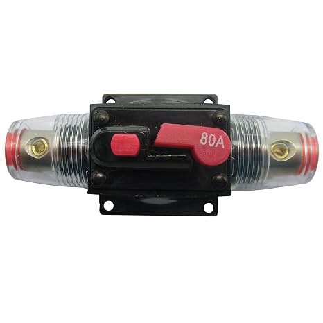 KCT Car Audio 80 Amp Resettable Fuse Circuit Breaker Car Protect for Audio System Fuse 12-24V DC for Car Audio Amps Overload Protection Fuse 80A