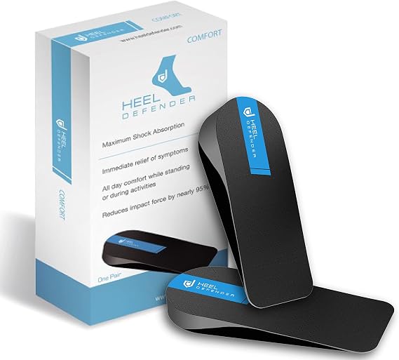 Heel Cups Alternative for Plantar Fasciitis by Heel Defender, Achilles Tendonitis Relief, Comfortable Shoe Inserts for Women & Children Designed by Leading Podiatrist to Relieve Foot Pain, Large