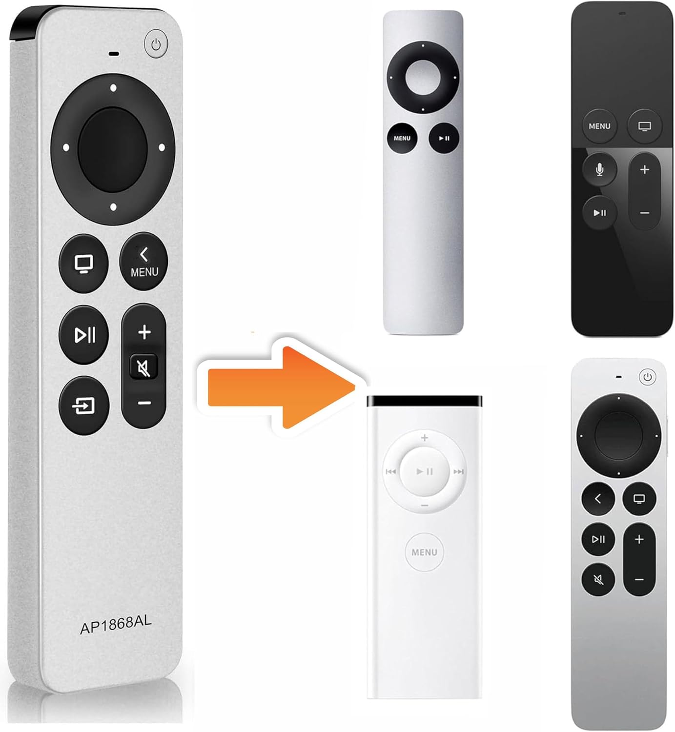 New Universal Replacement Remote Fit for Apple TV 4K/ Gen 1 2 3 4/ HD A2169 A1842 A1625 A1427 A1469 A1378 A1218 with TV Control Function (2024 Updated)