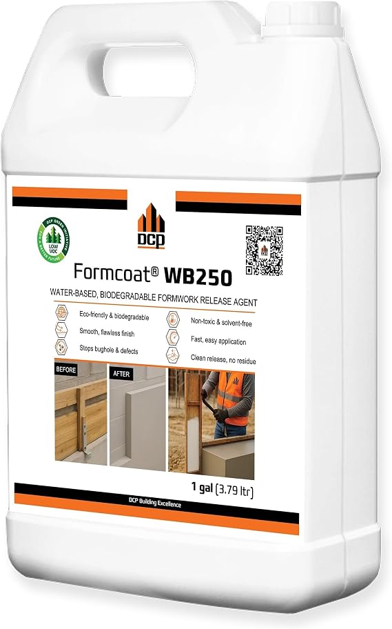 Formcoat WB250 Concrete Form Release Agent - Non-Staining Mold Release for Wooden, Plastic & Metal Molds Solvent-Free Concrete Mold Release for Precast, Architectural & DIY Projects 1 Gallon