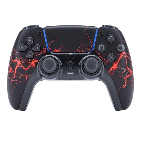 AimControllers Custom PRO Controller compatible with PS 5 Console & PC | Custommade Wireless Gaming Controller with 4 Back Remappable Paddles | Gaming Accessories Electronics (Red Storm)