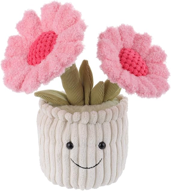 Apricot Lamb Stuffed Animal Potted Sunflower Soft Toys Plush for Child 9"