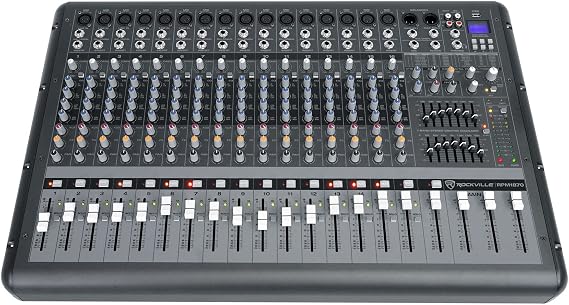 Rockville RPM1870 18 Channel 6000W Powered Mixer with USB, 16 XDR2 Mic Pres