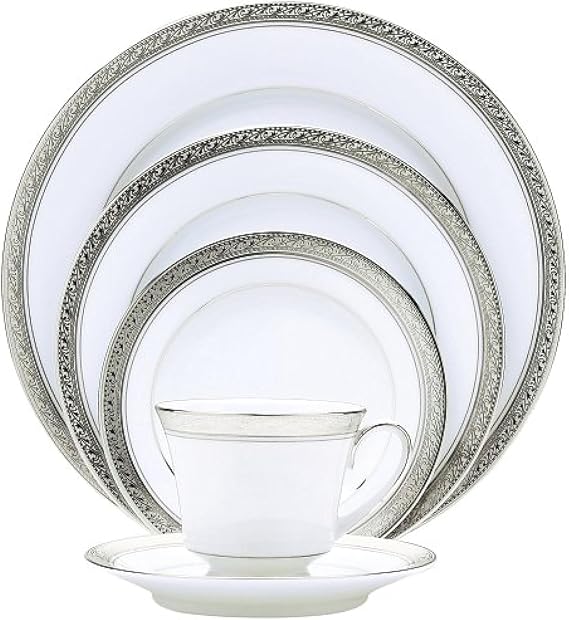 Noritake Crestwood Platinum 20-Piece Dinnerware Place Setting, Service for 4