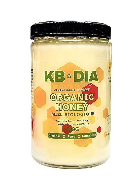KB & DIA Organic Creamed Honey, Pure White, 500g
