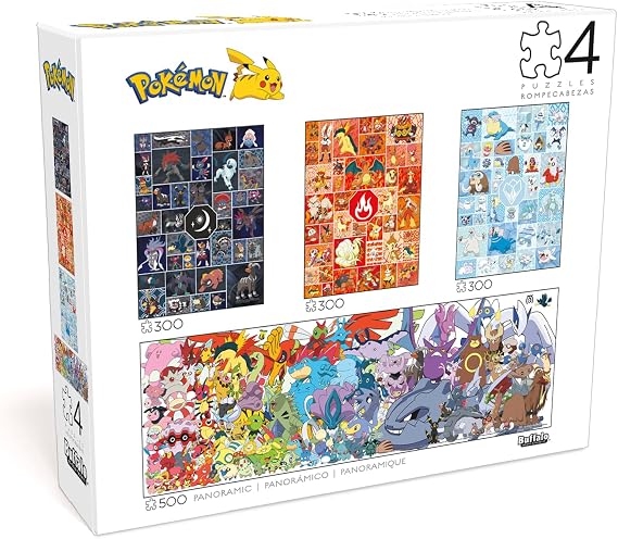 Buffalo Games Pokemon 4 in 1 Jigsaw Puzzle Set, for Adults, 300 & 500 Piece