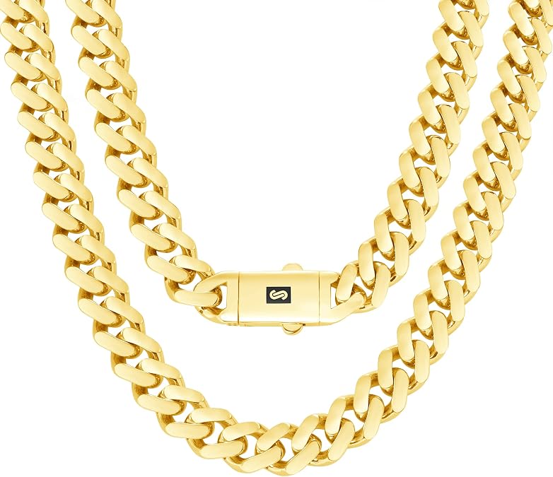 Nuragold 10k Real Yellow Gold Monaco 11mm Miami Cuban Chain Mens Necklace | Made in Italy Available in 16"-30" Fine Jewelry