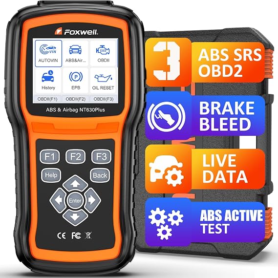 FOXWELL NT630 Plus OBD2 Scanner with ABS and SRS, ABS Auto Bleed, 4 Resets | Brake Code Reader, ABS Bidirectional Scan Tool, Oil EPB Check Engine Light, Live Data, No Subscription, WiFi Update