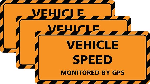 Vehicle Speed Monitored by GPS Bumper Sticker 3 Pack by DCM Solutions (Orange)