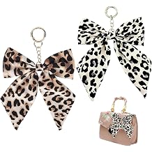 2 PCS Leopard Print Keyring Bow Charm, Fashionable Women's Leopard Print Gifts for Women, Bag Charms for Womens Handbags Accessory Decorative Keychain for Handbags Backpacks