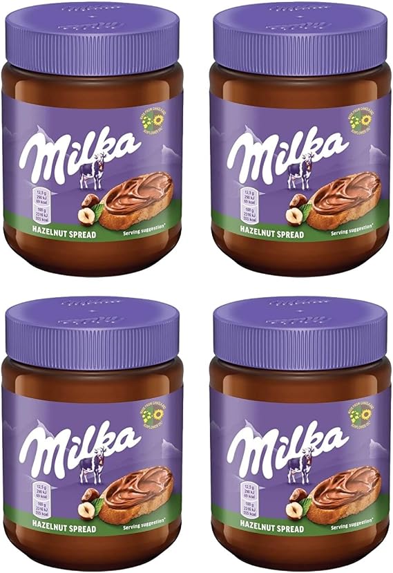 Milka Cocoa Hazelnut Paste, Spreadable Chocolate Hazelnut Cream, 350 gr, Pack of 4