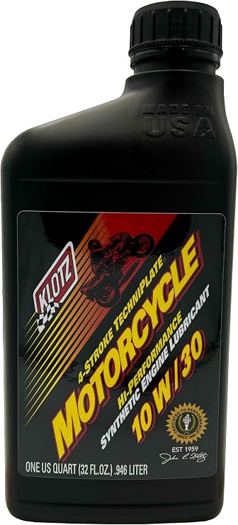 Klotz Motorcycle TechniPlate with Integrated Transmission, Hi-Performance Synthetic Motor Oil Lubricant for 4-Stroke Engines (10W-30)