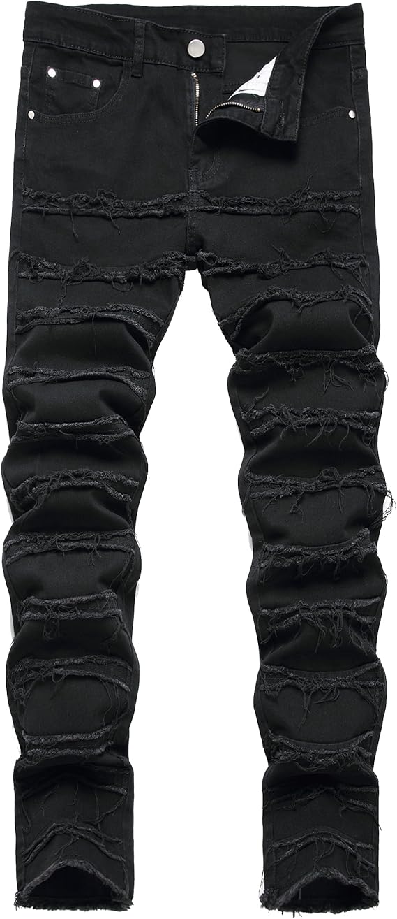 JUNBAOSS Men's Slim Fit Jeans Stretch Ripped Skinny Jeans for Men, Fashion Straight Leg Comfort Flex Waist Casual Pants