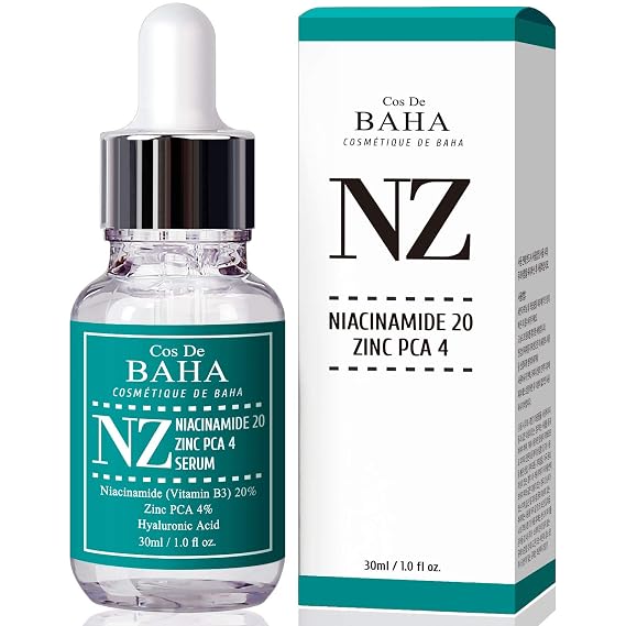 Cos De BAHA Niacinamide 20% + Zinc PCA 4% Serum 1 Fl Oz - Pore Reducer, Uneven Skin Tone Treatment, Diminishes Acne Prone, Skin Balancing Pore Reducing, Restores Elasticity (30 ml)