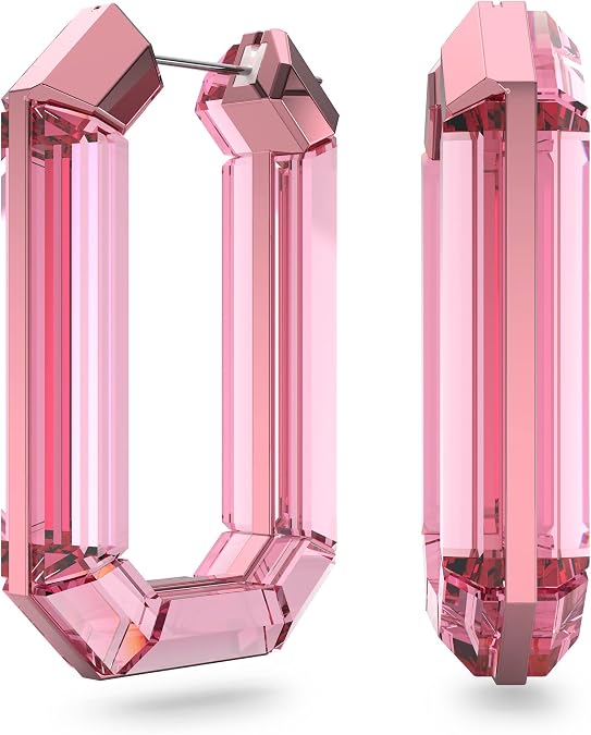 SWAROVSKI Lucent hoop earrings, Pink, Rhodium Finish