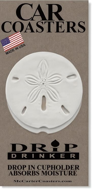 Sand Dollar Car Coasters - Stocking Stuffer - Car Drink Coasters - Absorbent Car Coasters - Made in USA