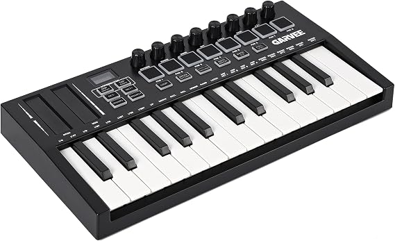 Garvee 25-Key MIDI Keyboard Controller USB MIDI Keyboard for Computer Recording, Portable MIDI Controller with Velocity-Sensitive Keys, Assignable Knobs & Pads for Beginners and Home Studio