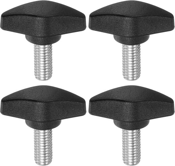 sourcing map 4pcs Tee Wing Knobs Thumb Screws M8x16mm Male Thread Black