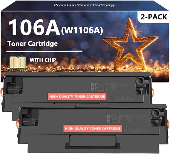 106A Toner Cartridges Black Compatible for HP 106A 106X W1106A W1106X Toner Cartridge for HP Laser MFP 135a 135w 137fnw Printers, 2 Pack
