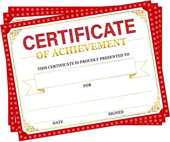 30 Pieces Certificate of Achievement Student Awards Certificates Paper Month Certificates 8.5 x 11 Inch (Red)
