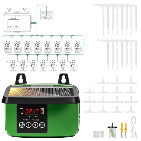 VIVOSUN Solar Automatic Drip Irrigation Kits with Timer, 3W Output
