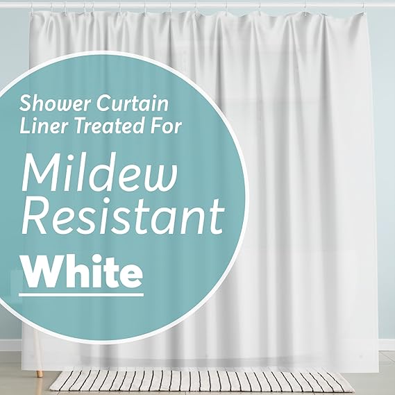 BigFoot Shower Curtain 72 x 72 PEVA Premium Shower Curtain with Rustproof Metal Grommet and 3 Magnetic Weights Odor Free and Compatible with Standard Showers, White