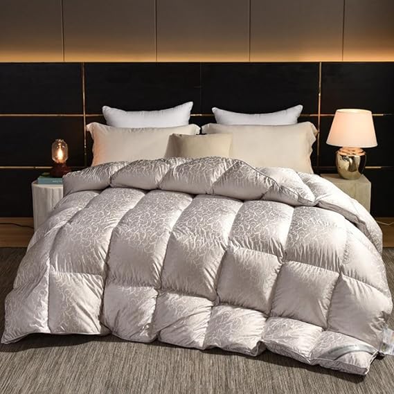 Goose Feathers Down Comforter, Warm Down Duvet Insert, Fluffy Feather Down Comforter, Ultra-Soft Down Proof Cover, Noiseless Duvet 220x240cm 2.8kg