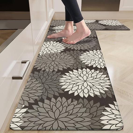 HEBE Anti Fatigue Kitchen Rugs Set of 2, Cushioned Kitchen Mats for Floor