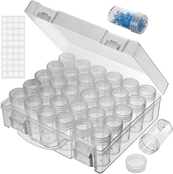 30 Grids Diamond Painting Storage Boxes, Clear Plastic Bead Storage Organizer Box, Diamond Art Accessories Storage Container for Beads Diamonds And Small Items (1 Pack)