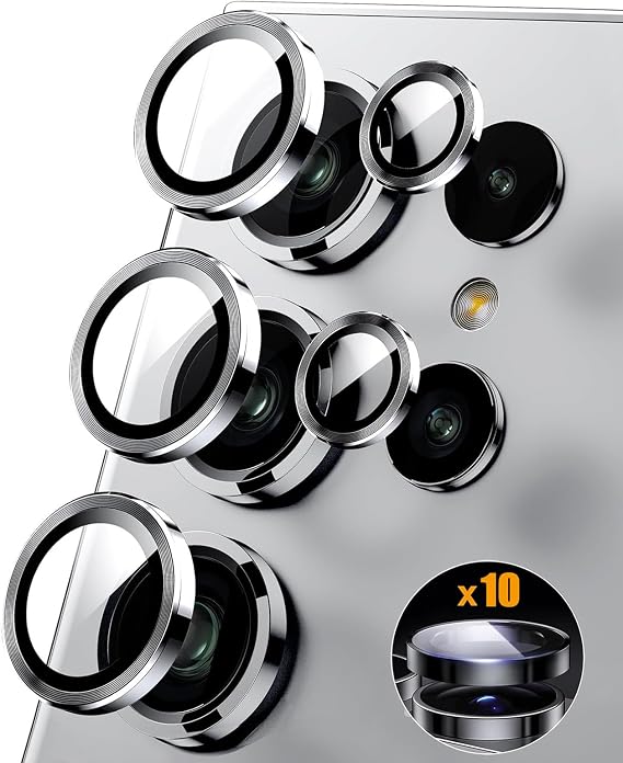 2 Set for Samsung Galaxy S25 Ultra 5G 2025 Camera Lens Protector, Samsung S 25 Ultra 9H Tempered Glass Camera Protector, Ultra HD, Anti Scratch, Silver
