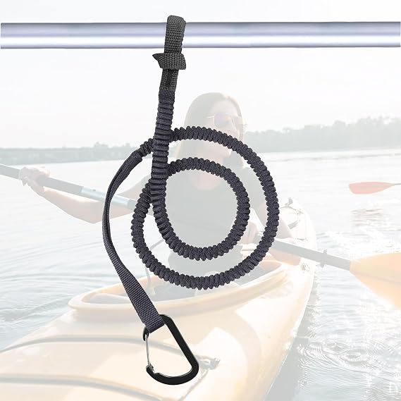 Kayak Paddle Leash Kayak Rod Leash, 3-7 ft Stretchable Strap Lanyard Rope for SUP,Kayak Fishing Accessories for Kayak and Paddles