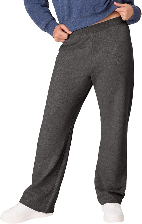 Hanes Women's Sweatpants EcoSmart Fleece Joggers Open-Bottom Pocketless Pull-On Lounge Pants Reg. & Petite Sizes