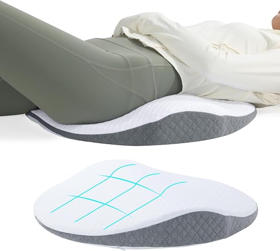 ROYALAY Lumbar Support Pillow for Bed, Memory Foam Waist Pillow for Sleeping, Ergonomic Wedge Pillow for Back Support, Elevated Body Pillow with Removable Cover for Side, Back and Stomach Sleepers